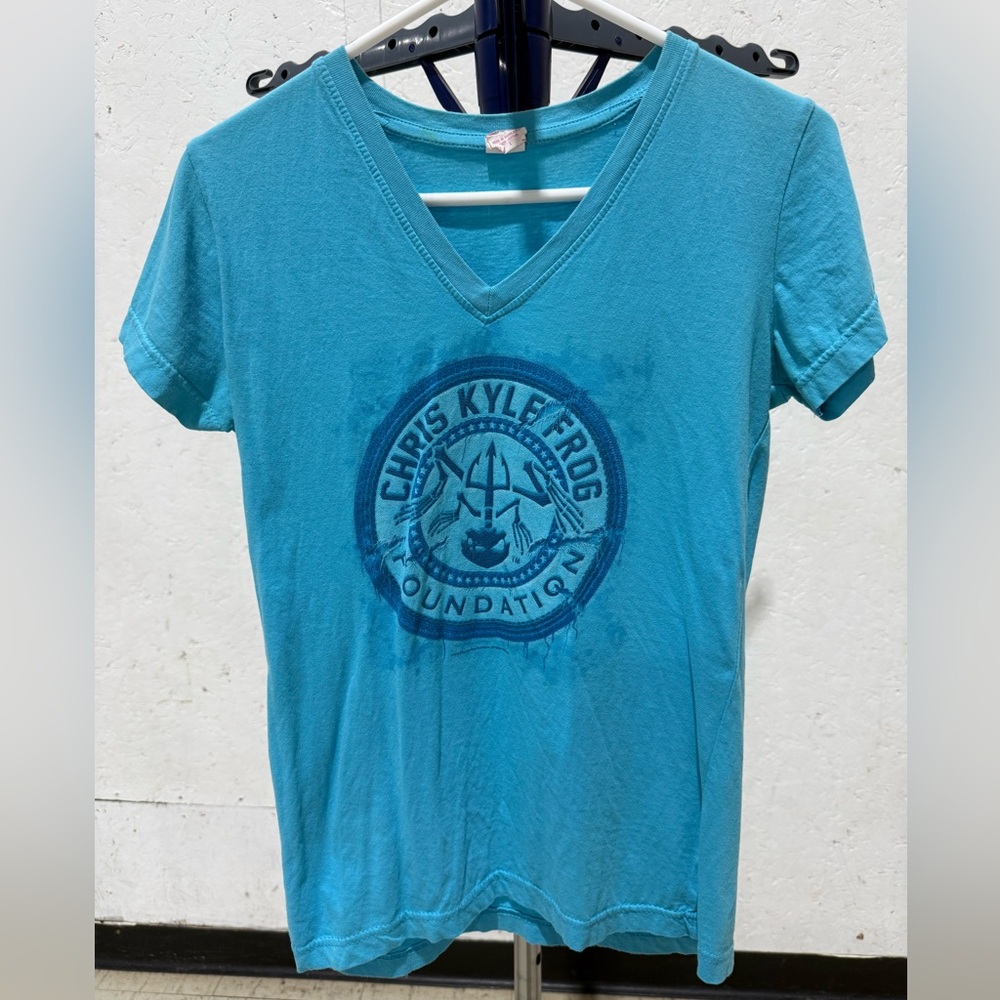 Teal Chris Kyle Frog Foundation V Neck Shirt